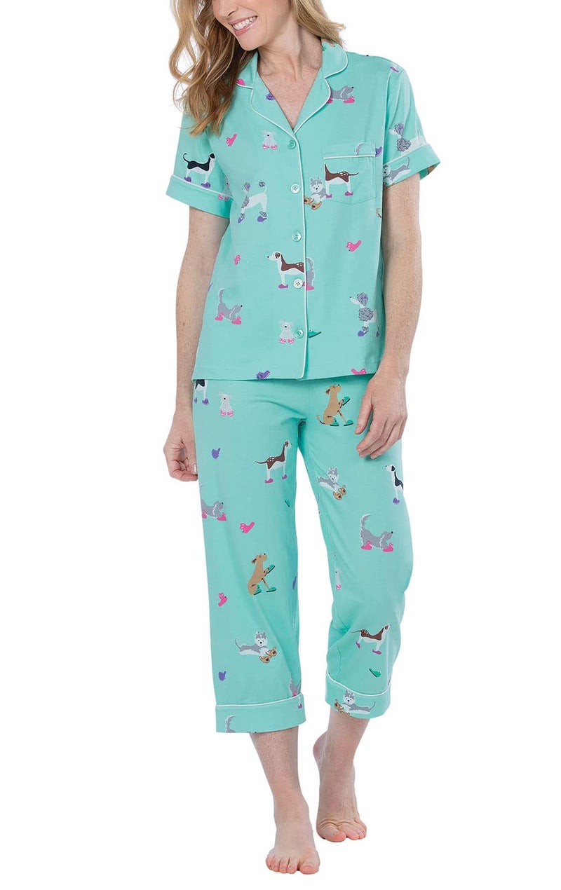 PajamaGram Dog Pajamas For Women - PJ Sets For Women, Blue, MD - Image 1